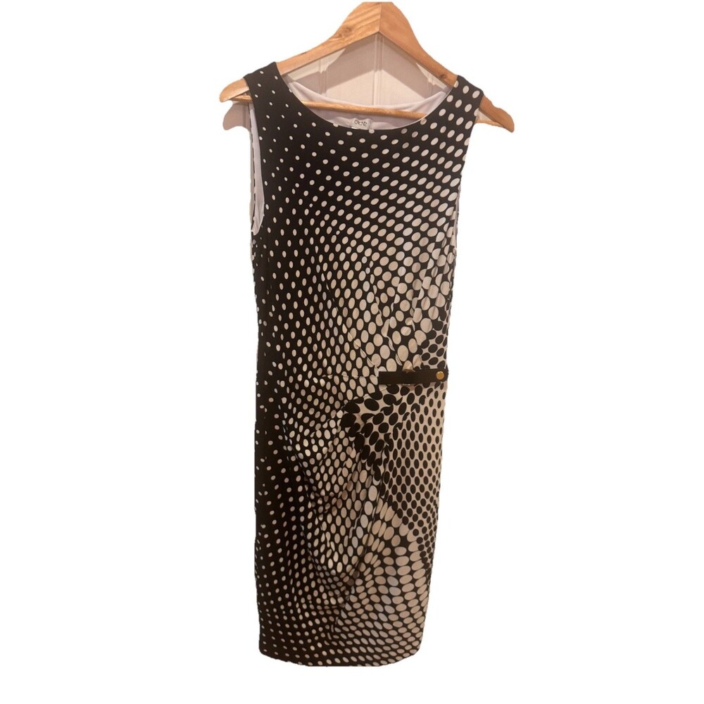 Cache dress black white dress dots cinch waist half belt 8